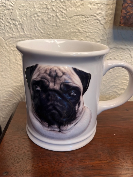 Other - White Pug Ceramic Coffee Mug - Cute Dog Print
